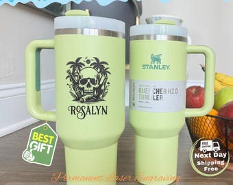 Engraved Stanley 40oz Tumbler Custom Logo | Birthday Gift, Cruise Cup, Girls Trip Vacation Mug, Personalized Stainless Steel
