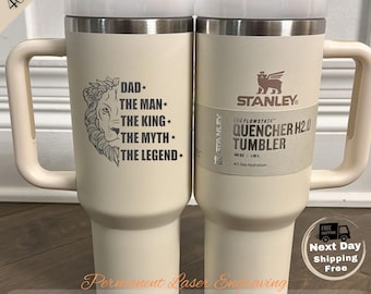 Personalized Stanley Tumbler for Dad – Engraved Lion Design, 40oz