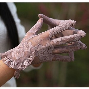 Crochet Fingerless Gloves, Cotton Brown Fingerless Gloves, Lace