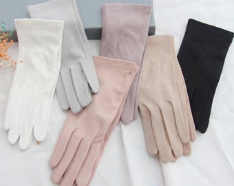 Multi  color cotton  gloves Spa Driving shopping Tea party right index finger touch screen function one size fits palm size up to 8.5”