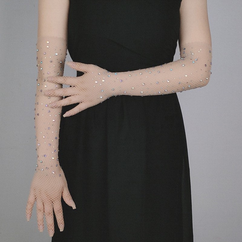 Black Wedding Lace Fingerless Gloves 67'' 17cm 