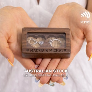 Keepsake Box -  Wooden Ring Box with Glass Cover | Wedding Ring Box for Wedding Proposal, Anniversary Gift, Engagement Ring