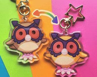 Hoothoot Pokemon Double Sided Glitter Acrylic Charms