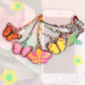 Glitter telefoonbedels vlinder en mot