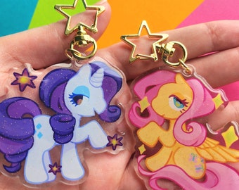 Fluttershy and Rarity MLP Keychains