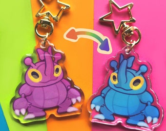 Heracross Pokemon Double Sided Glitter Acrylic Charms