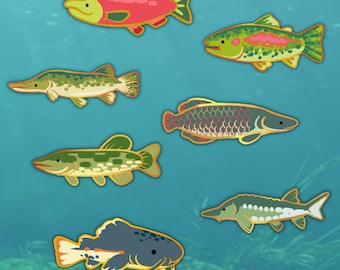 Lake and River Fish Enamel Pins