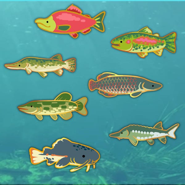 Lake and River Fish Enamel Pins