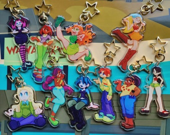 2.5" Total Drama Island Keychains - Double Sided Acrylic Glitter Charms