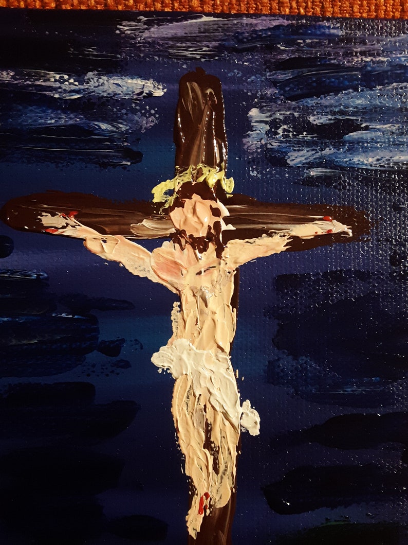 Am Kreuz / Kreuzigung / Jesus Malerei / religiöse Kunst / | Etsy