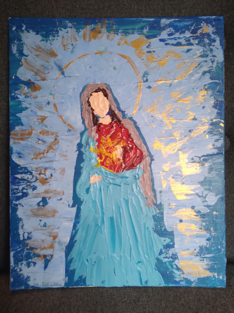 Immaculate Heart of Mary/ Virgin Mary Painting/ Blessed image 0