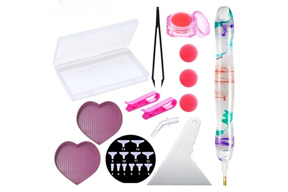 Kit De 8 Stylos Pour Diamant Painting + 4 Argiles Collantes - Outils De Broderie Diamant Pour Adultes Et Enfants - Multi-pointes (1,3,6,9 Diamants)