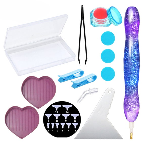Kit 8 Stylos Pour Peinture Diamant – Avec 4 Argiles à Colle, Pointes Différentes (1,3,6,9 Diamants), Outil DIY