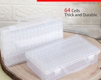 Lirunqiu Diamond Painting Storage Containers, Portable Bead Storage Container Diamond Painting Accessories Box 24/44/64/80/126 Gird