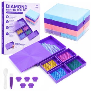 Lirunqiu Modular Stackable Diamond Painting Tray Set with Sliding Lid - Fits All Drill Sizes