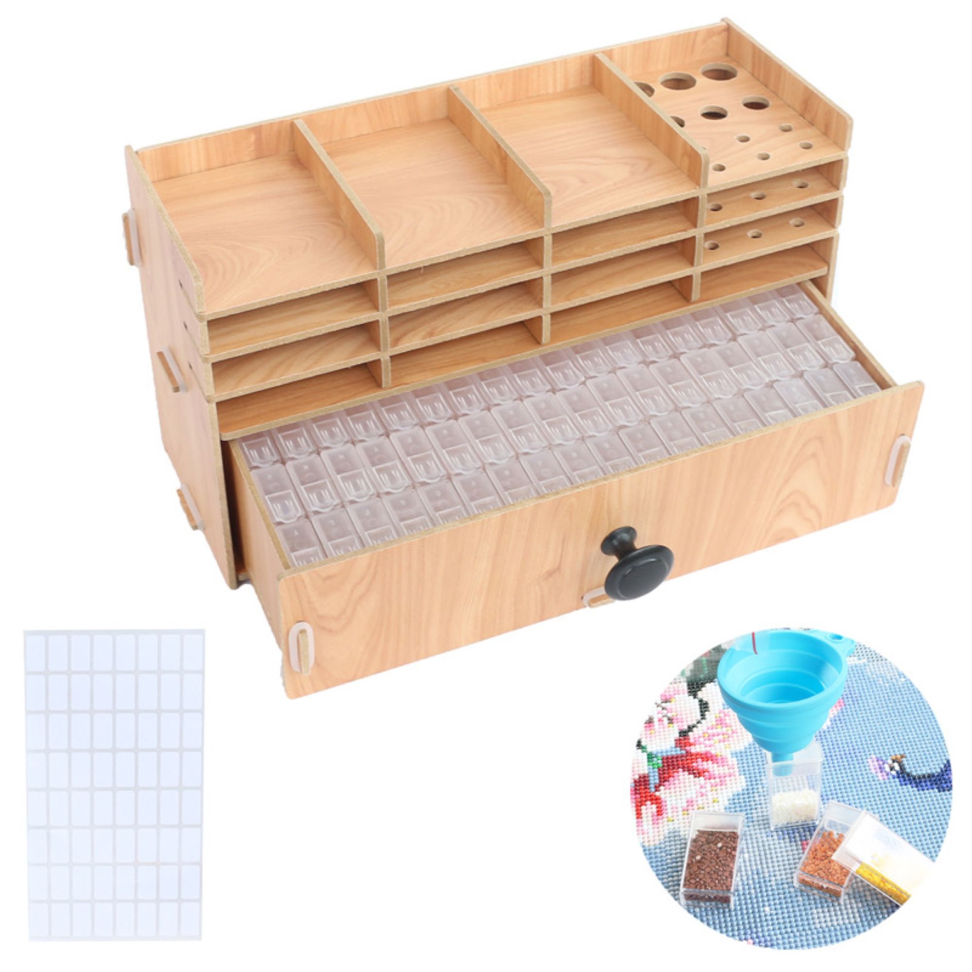 Susentak Wood Diamond Painting Accessories Tray Organizer, Diamond Art  Accessories and Tools Bead Sorting Trays Kit, Stackable Tray Holder 
