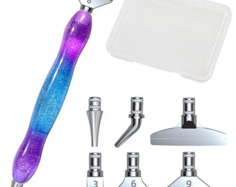 Lirunqiu Handturned Resin Diamond Painting Pen,Diamond Painting Pen Custom, Ergonomic Drill Accessories Tools, 6 Metal Tips