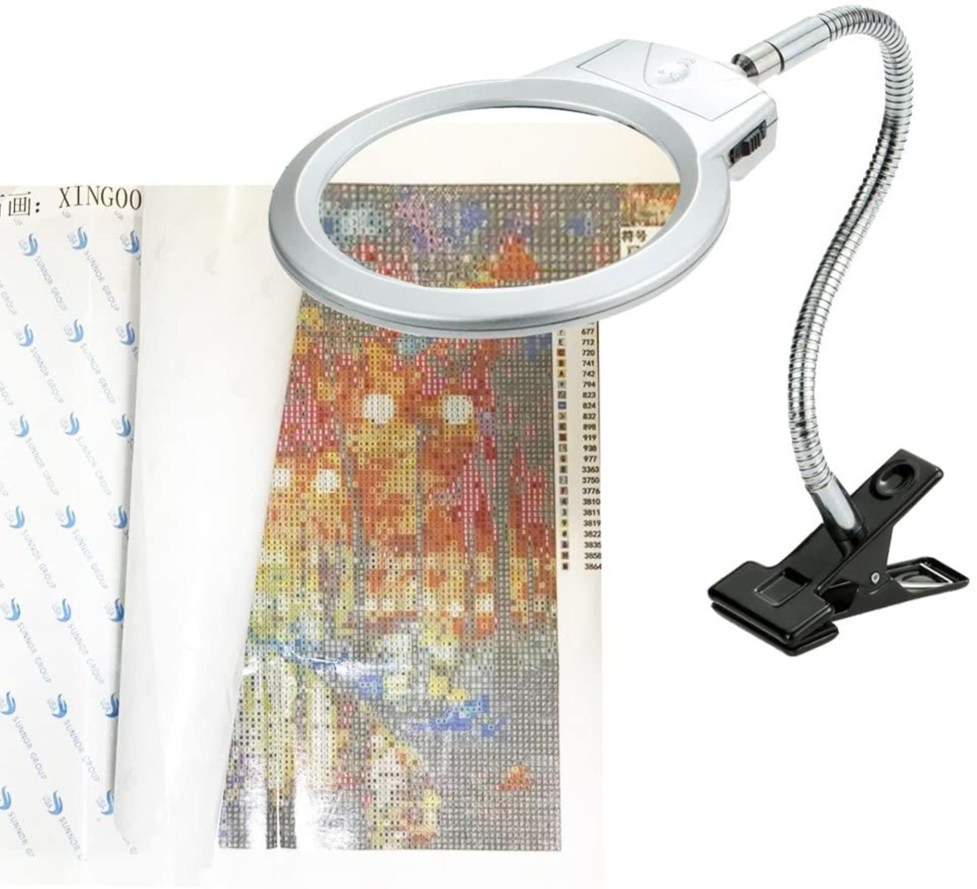 VISION AID Magnifying Glasses With Light Hands Free Magnifier for Cross  Stitch, Diamond Painting, Jewelry, Embroidery, Sewing, Crafts 