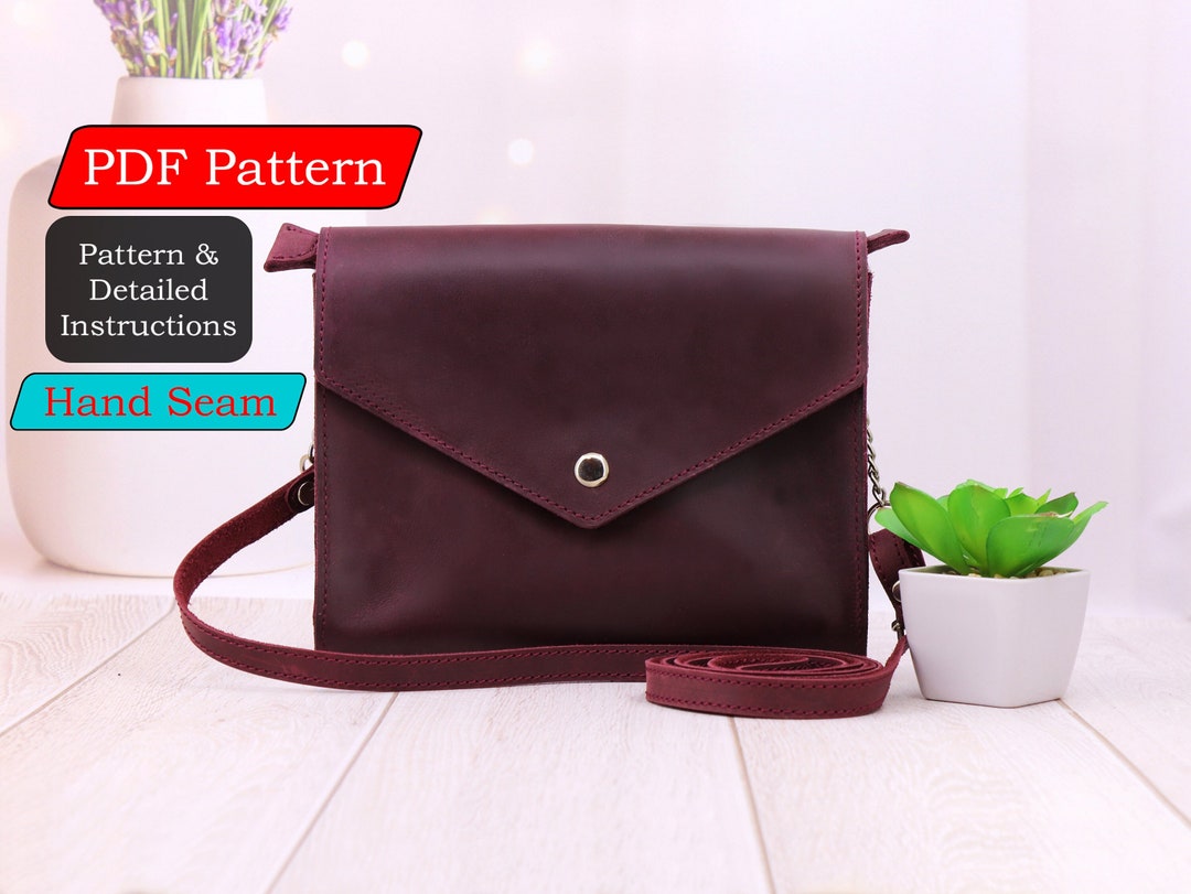 Leather Lady Bag PDF Pattern, Hand Seam Crossbody iPhone Bag (digital ...