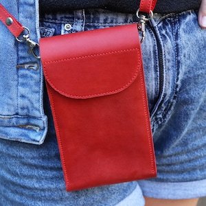 Personalized RFID Shoulder Leather Phone Purse: Vertical Crossbody Wallet Bag, Card Slots, Zipper Pocket