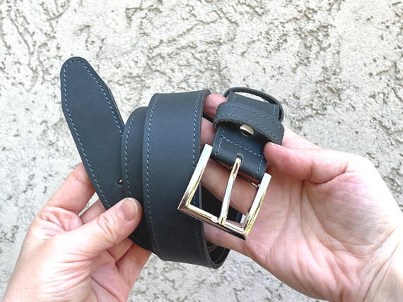 Handmade Gray Crazy Horse Leather Men display picture 1