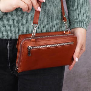 Handmade Leather iPhone RFID Wallet Bag, Leather Crossbody Bag For iPhone Pro Max, Leather Handmade Crossbody Wallet, Crossbody Phone Purse