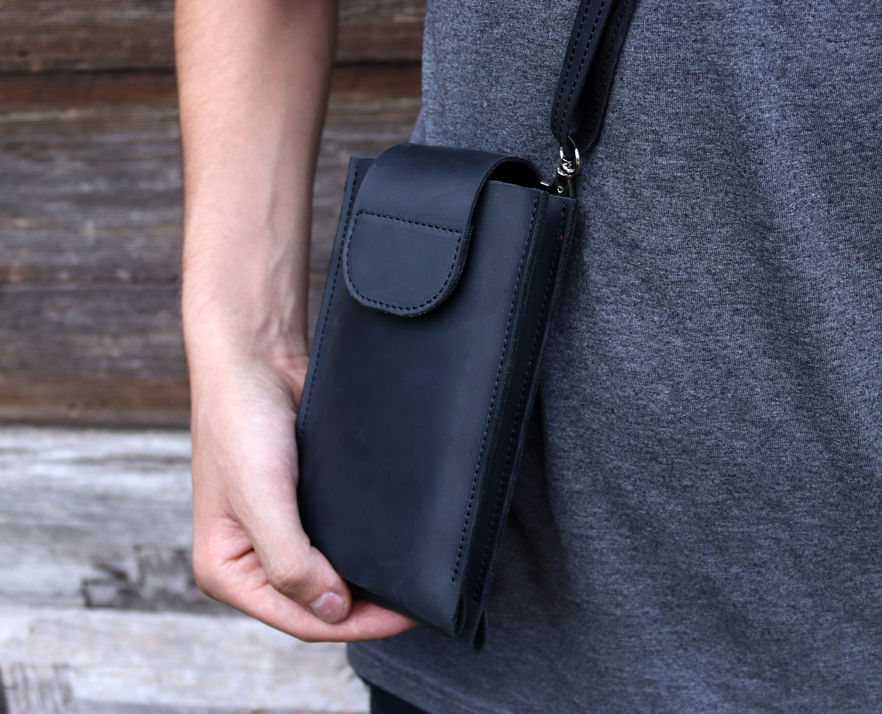 Personalized Leather Cell Phone Holster/ Handmade Crossbody Etsy