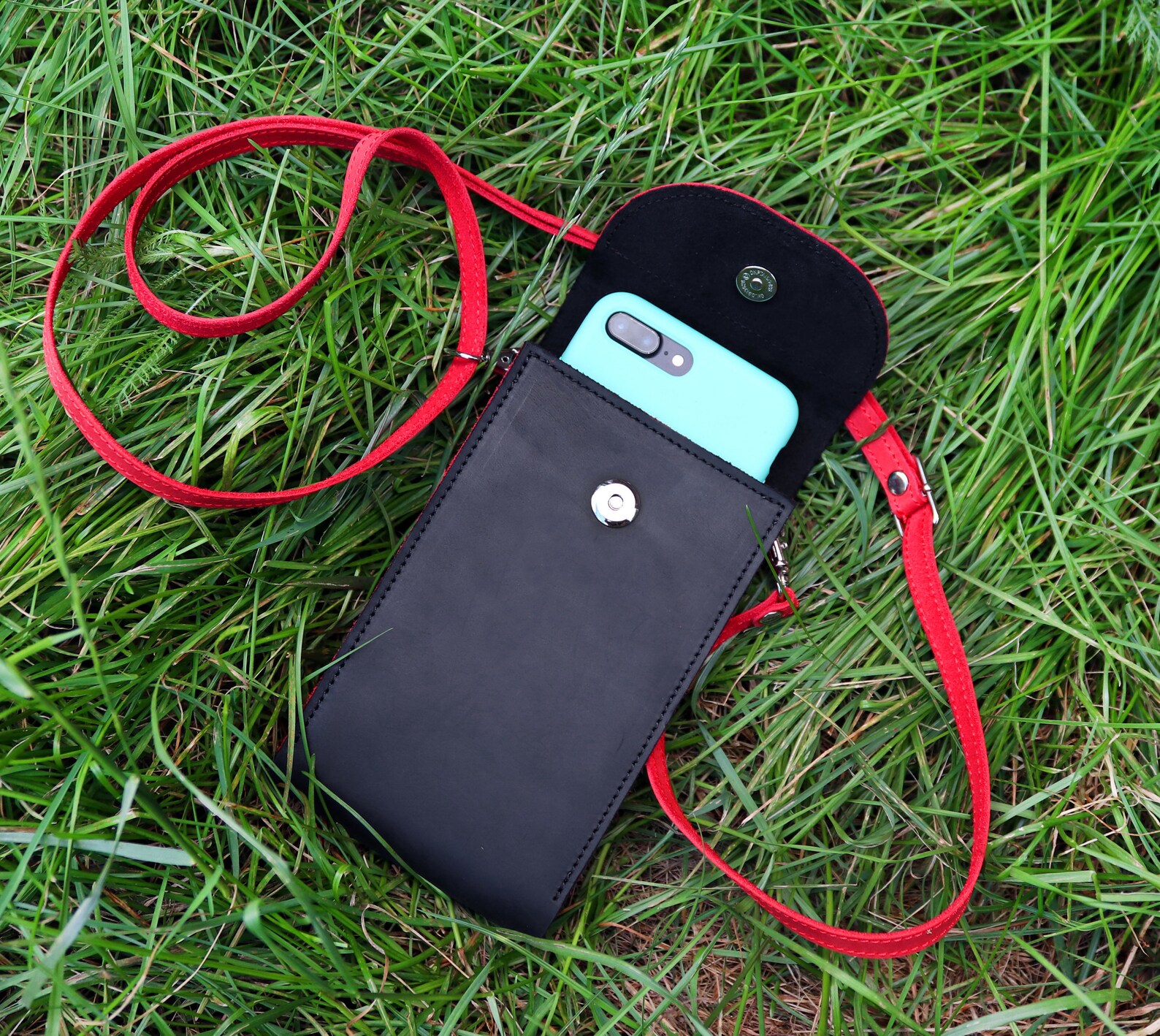 Small Crossbody iPhone Bag/ Leather Shoulder iPhone Bag/ Black Etsy