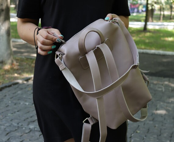 beige leather backpacks BÉIS 'The Backpack' in natural patina that only deepens with time and travel Michael Kors Rhea M light