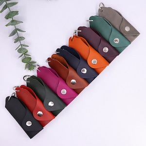 Leather Holder For Three Keys With Metal Ring, Genuine Leather Key Storage Leather Keychain Holder, Leather Compact Key Organizer, Key Cover