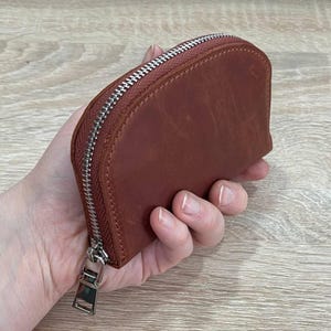 Cadeau pour la fête des Mères, Mini portefeuille en cuir pour femme fait main, Mini porte-monnaie en cuir, Portefeuille compact zippé avec 4 emplacements pour cartes, Petit sac à main