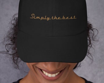 Simply the best cap / classic music typography in gold dad hat