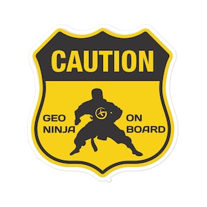 Geocaching bildekal geo ninja ombord geocacer varningsskylt vinylklistermärke
