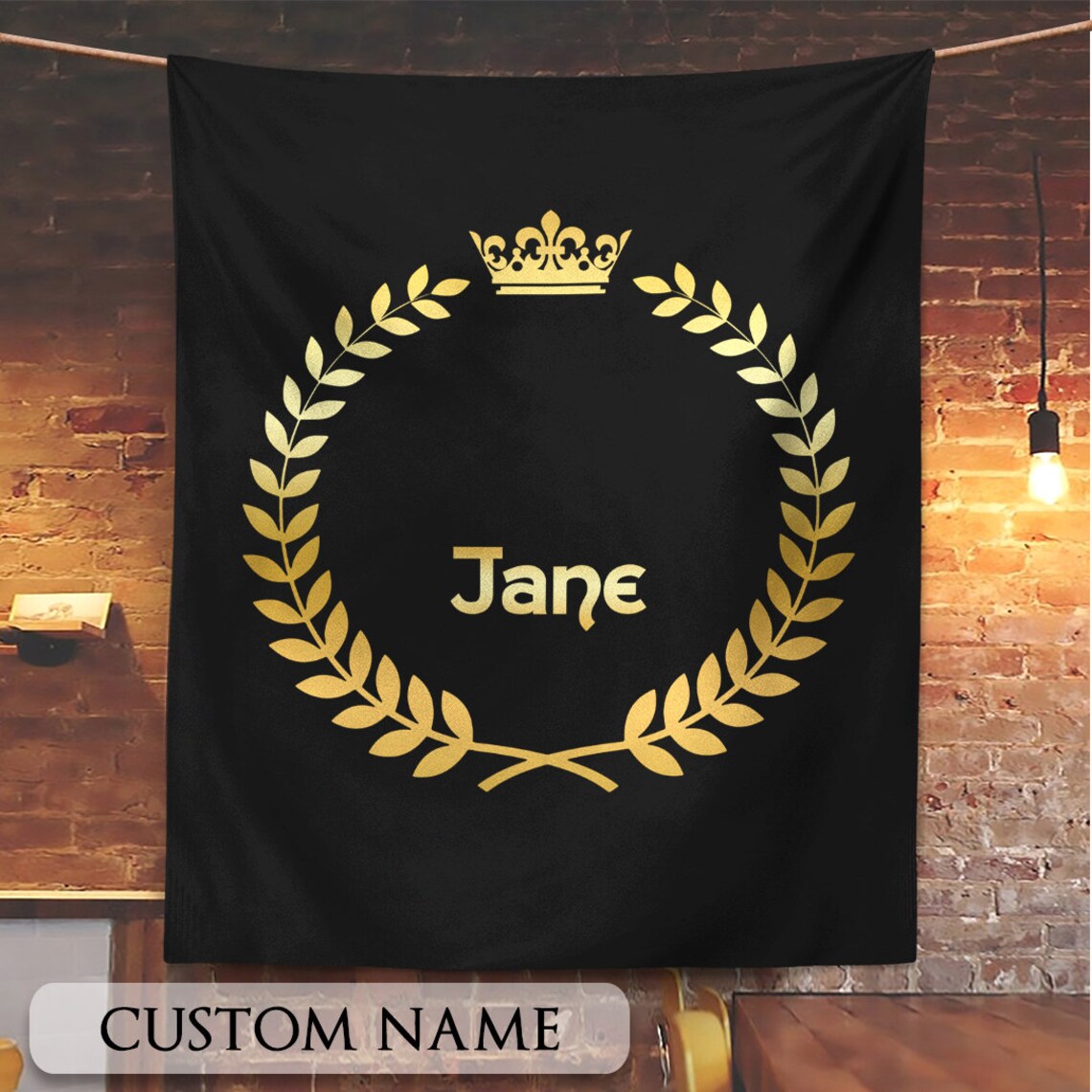 Golden Crown Blanket Personalized Name Blanket King Queen Etsy