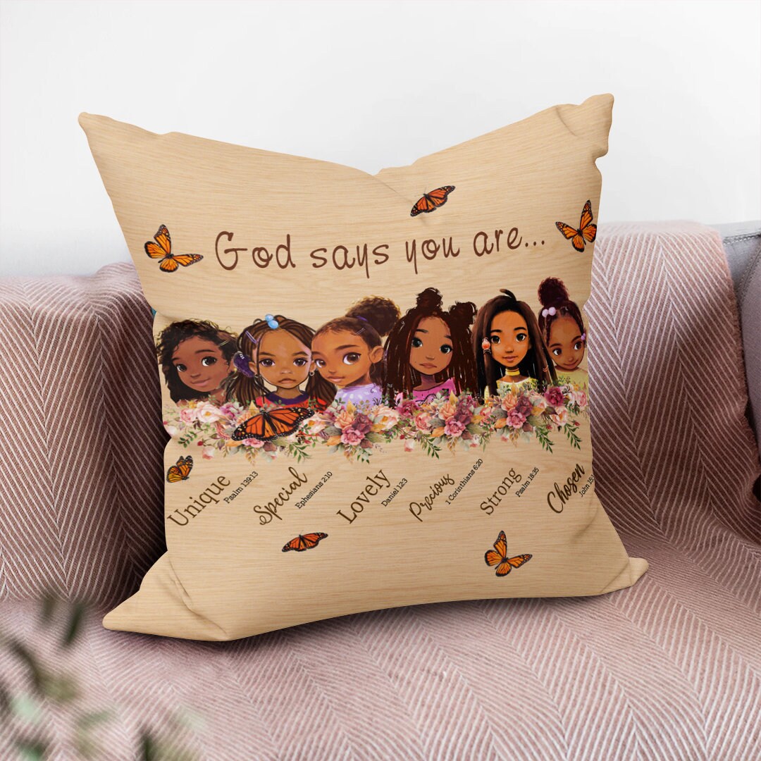 Little Black Girls Pillow God Says You Are Pillow Etsy