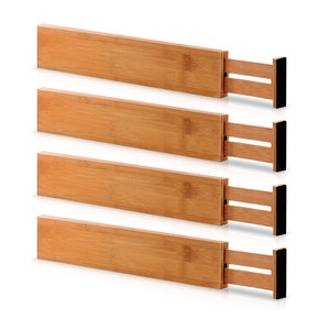 Bamboo Drawer Dividers Organizer with Inserts, Expandable from