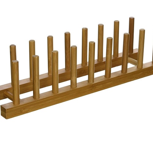Bamboo Wood Dish Rack Plate Rack and Pot Lid Holder Cutting Etsy