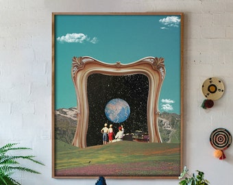Frame from the Space | Surreal Art Print, Vintage Poster, Retro Art, Home Decor, Surreal Collage, Trippy Art, Surreal Print, Collage Art