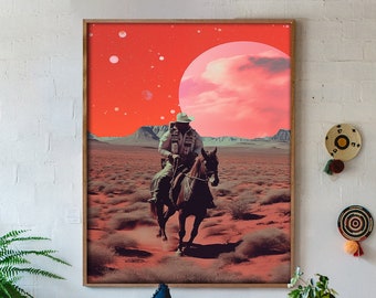 Cowboy | The Surreal Art Print, Vintage Poster, Retro Art, Home Decor, Surreal Collage, Trippy Art, Surreal Print, Collage Art