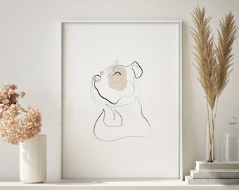 Dog One Line Art, Custom Pet Portrait, Dog Lover Gift, Digital Download, Minimalist Custom Dog Portrait, Dog Mom Gift, Bedroom Decor