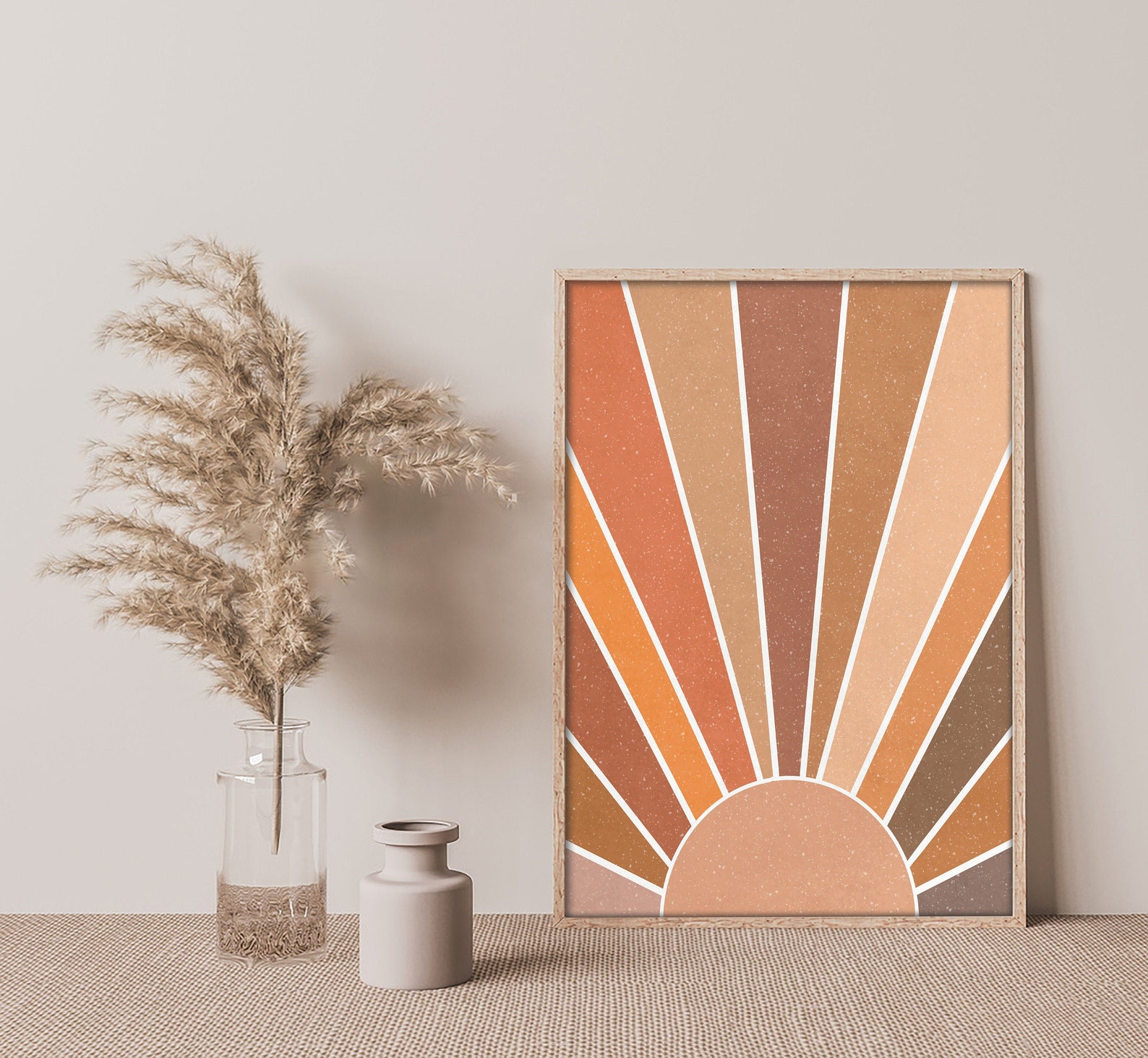 Rising Sun Poster, Printable Wall Art, Boho Sun Print, Modern Wall Art, Sunrise Art Print