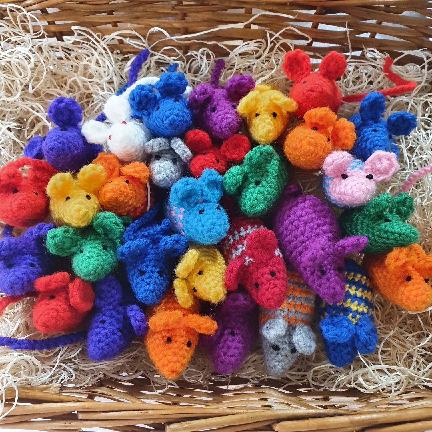 Knitted mouse cat toys infused with catnip - handmade mice to order!