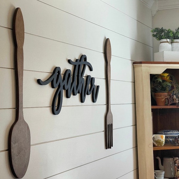 Wooden Fork and Spoon Wall Decor - Etsy