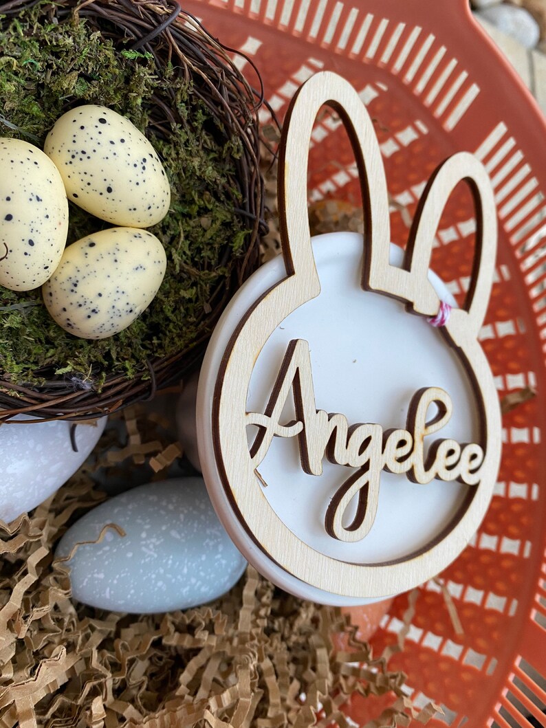 Bunny Tag Easter Bunny Name Tag Personalized Kids Nametag Etsy