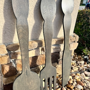 Large wood fork spoon and knife set, kitchen decor, wall decor, large spoon, large fork, large knife, huge utensils, Mother’s Day gift
