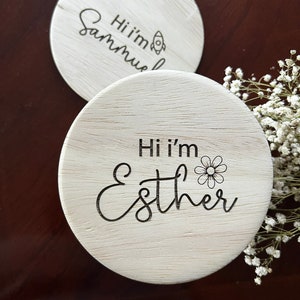 Birth Announcement Sign, Baby Shower Gift, Engraved Wooden Name Sign, Newborn Photo Prop, Name Announcement Plaque, Wooden Nursery Decor