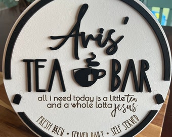 Tea bar sign, custom coffee bar decor, coffee bar, coffee lover gift idea, coffee lover, tea lover, tea bar decor, custom coffee bar sign
