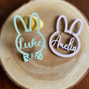 Bunny Tag, Easter Bunny Name Tag, Personalized Kids Nametag, Boho Bunny ...