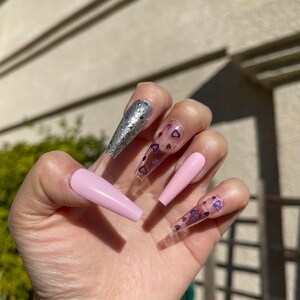Sparkly Valentine Day Nails | Valentine Day Nails | Pink Press On Nails | Pink Valentine Day Press On Nails | Glue On Nails | Coffin Nails