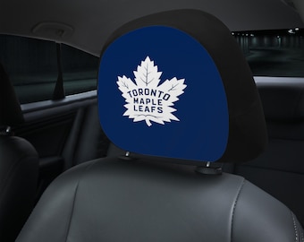 Toronto Maple Leafs themed custom car headrest cover for a fan